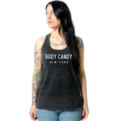Body Candy New York Black Gray Cosmic Twist Back Tank Top