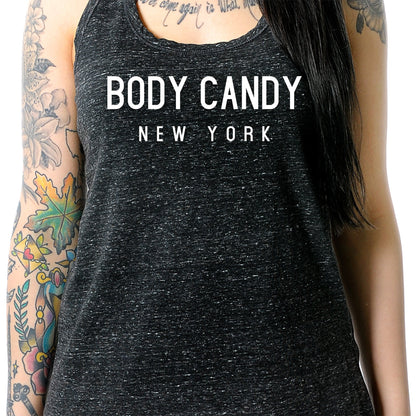 Body Candy New York Black Gray Cosmic Twist Back Tank Top