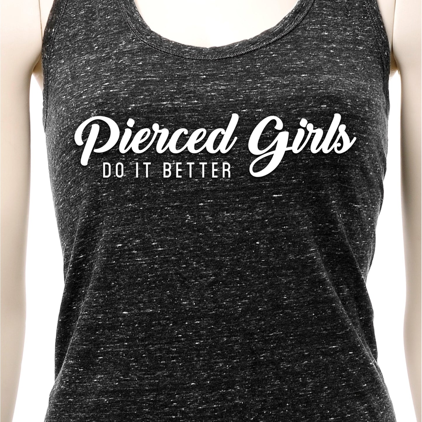 Pierced Girls Do It Better Black Gray Cosmic Twist Back Tank Top