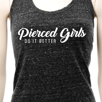 Pierced Girls Do It Better Black Gray Cosmic Twist Back Tank Top