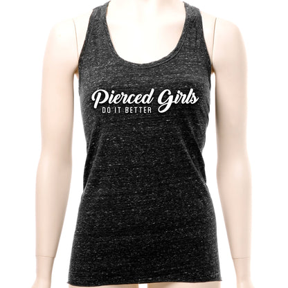 Pierced Girls Do It Better Black Gray Cosmic Twist Back Tank Top