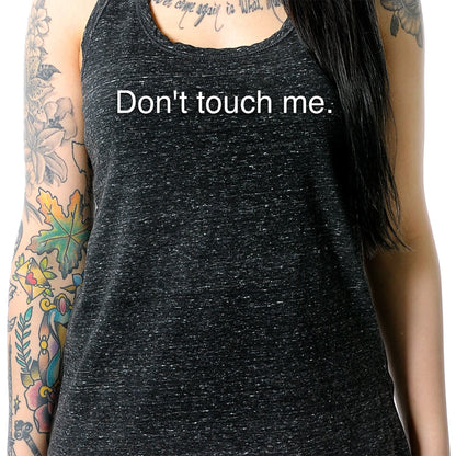 Don't Touch Me Black Gray Cosmic Twist Back Tank Top