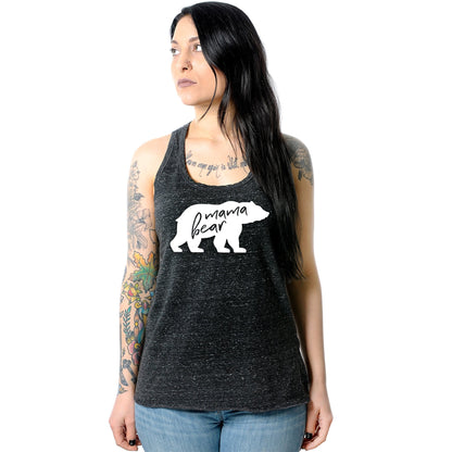 Mama Bear Black Gray Cosmic Twist Back Tank Top