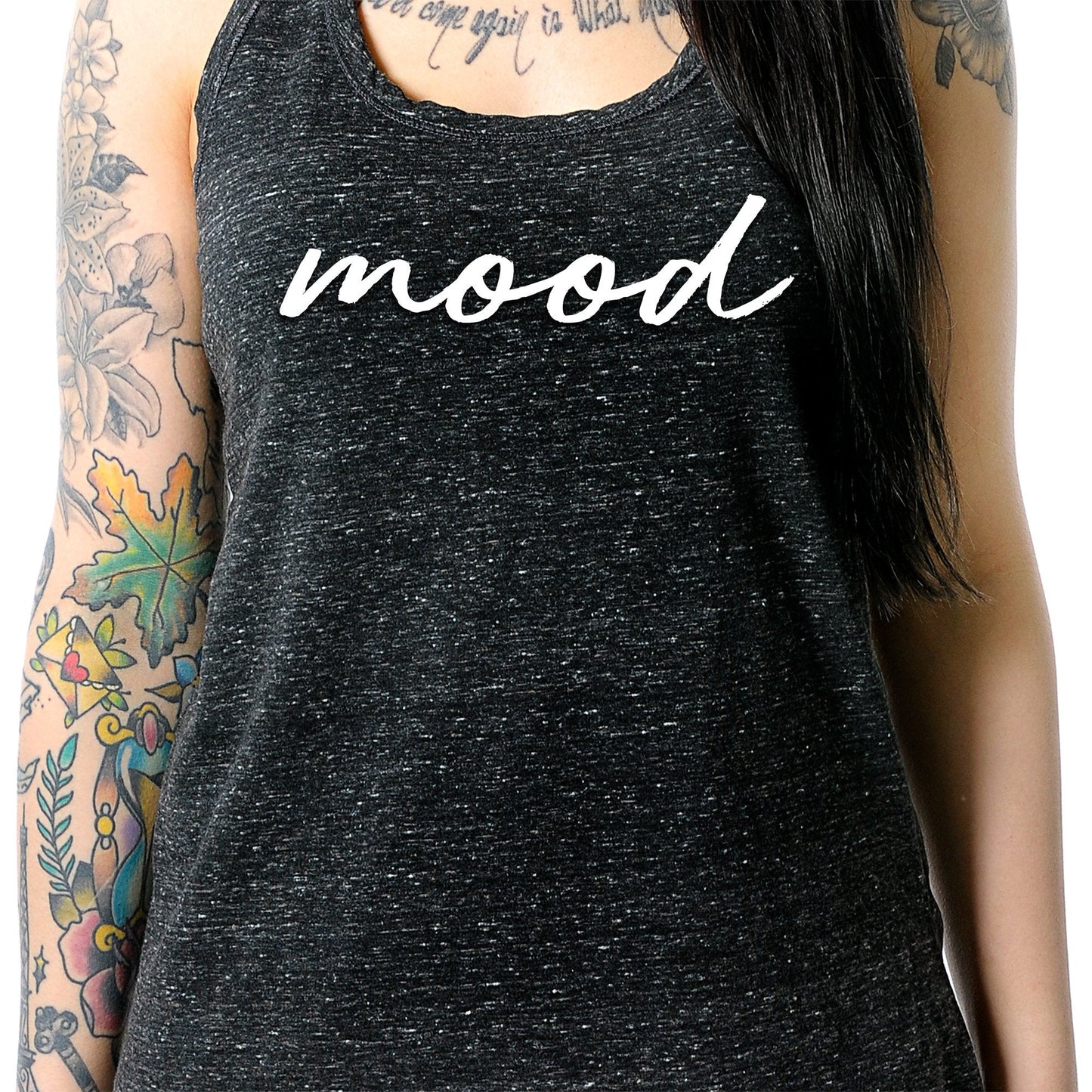 Mood Black Gray Cosmic Twist Back Tank Top
