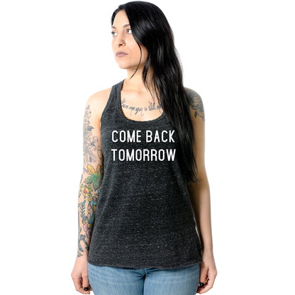 Come Back Tomorrow Black Gray Cosmic Twist Back Tank Top