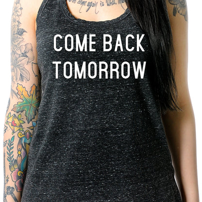 Come Back Tomorrow Black Gray Cosmic Twist Back Tank Top