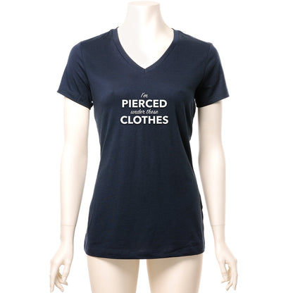 I'm Pierced Under These Clothes Black Tapered V-Neck Tee Shirt