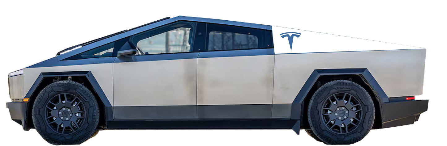 Tesla "T" Bedside Panel Decals For The 2023-2026 Tesla Cybertruck (x2)