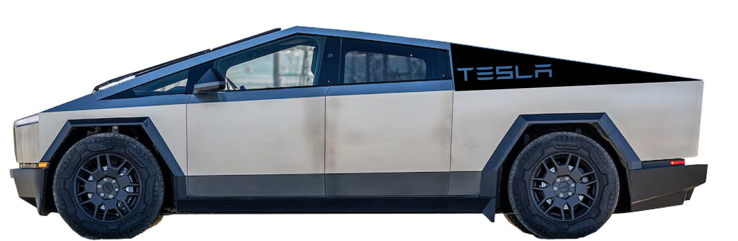 "TESLA" Bedside Panel Decals For The 2023-2026 Tesla Cybertruck (x2)