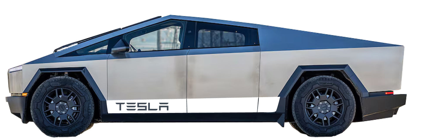 "Tesla" Rocker Stripe Decals For The 2023-2026 Tesla Cybertruck (x2)
