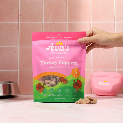 Ava's Pet Palace Freeze Dried Dog Treats - Turkey Poppers (3oz)