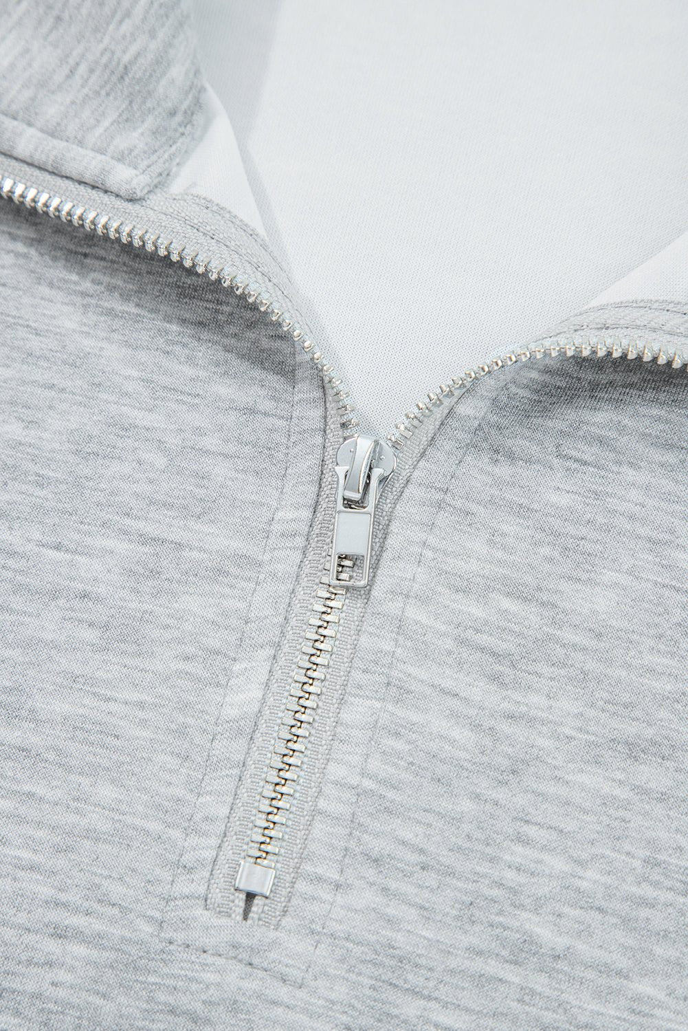Light Grey Zip Collar Long Sleeve Top Drawstring Pants Set - Jaico Online Shop
