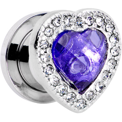 Clear Purple Gem Hug Your Heart Screw Fit Plug Set 6mm to 22mm