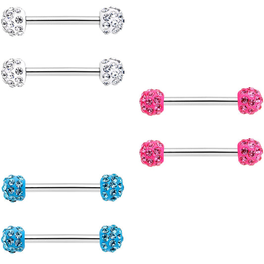 14G 9/16 All About Fun Barbell Nipple Ring Pack Set of 6