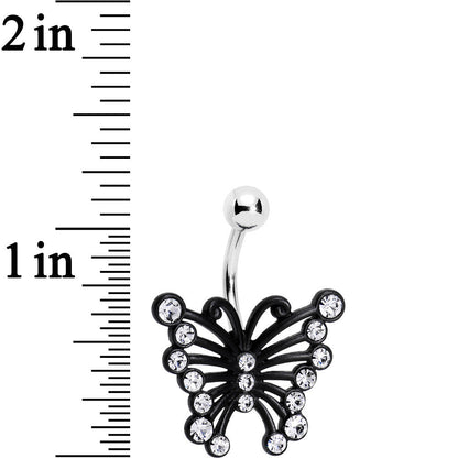 Clear Gem Brazen Black Butterfly Belly Ring