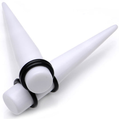 14 to 00G 18 Piece White Acrylic Ear Stretching Taper Kit Set