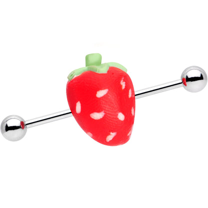 14G Handcrafted Scrumptious Strawberry Industrial Barbell 32mm