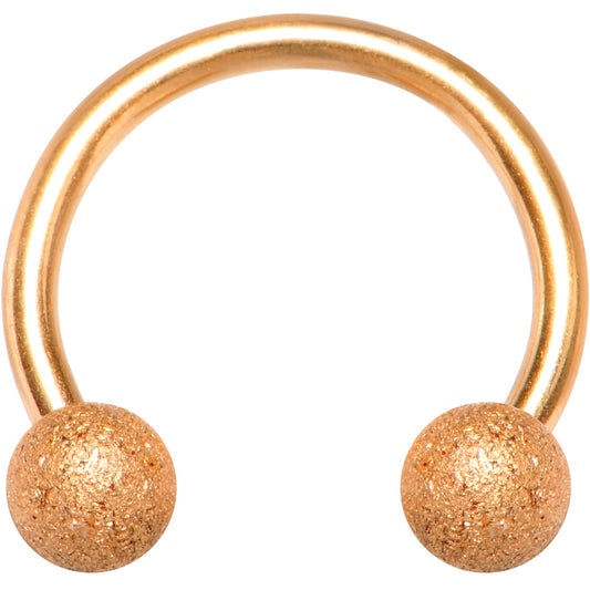 18G 5/16 Rose Gold Color PVD Textured Horseshoe Circular Barbell