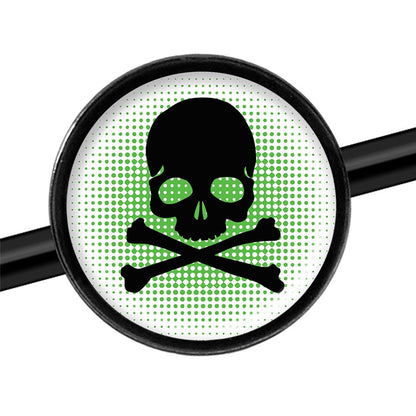 14G Green Black Skull Black Industrial Barbell 37mm