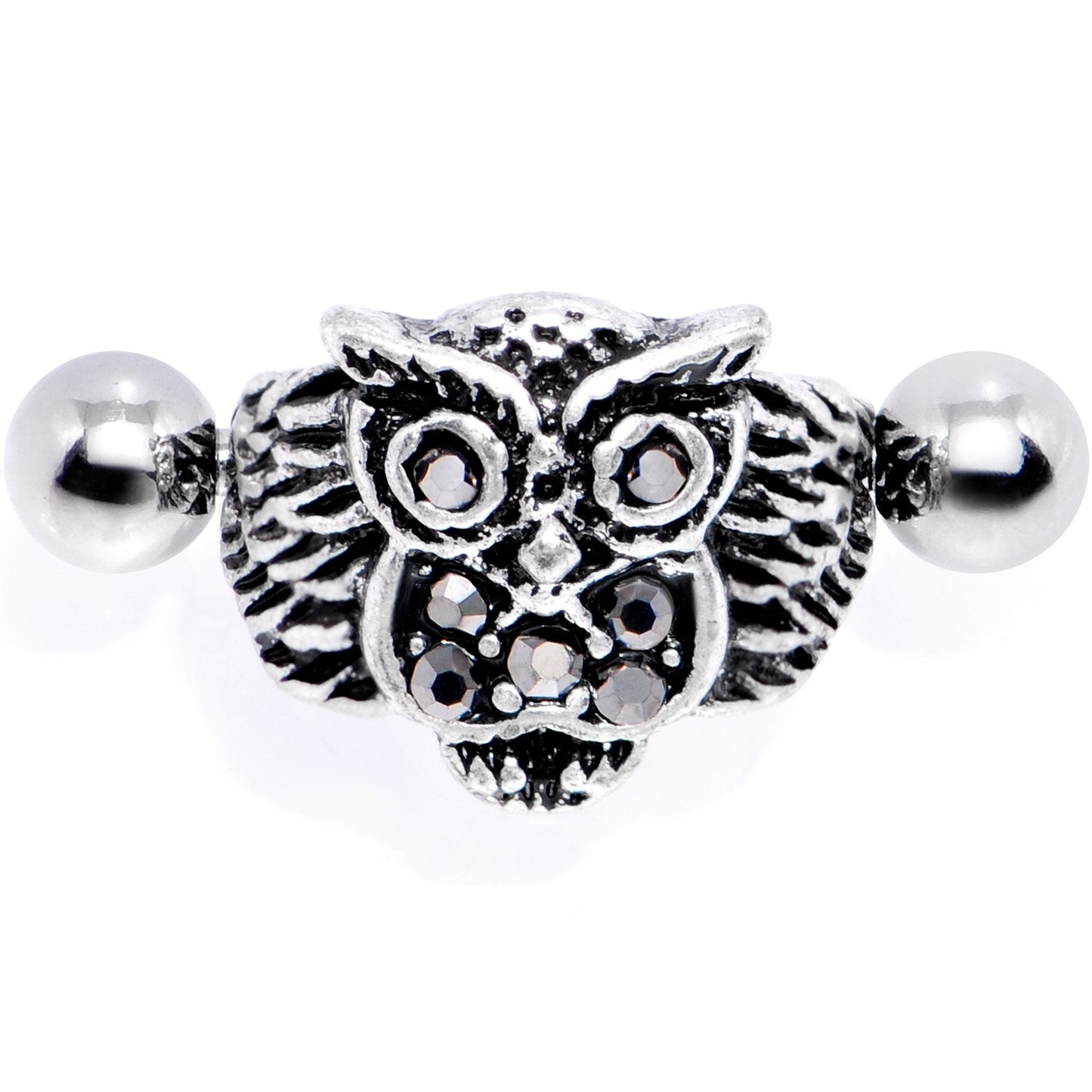16G 1/2 Black Gem Flying Owl Helix Cuff Cartilage Earring