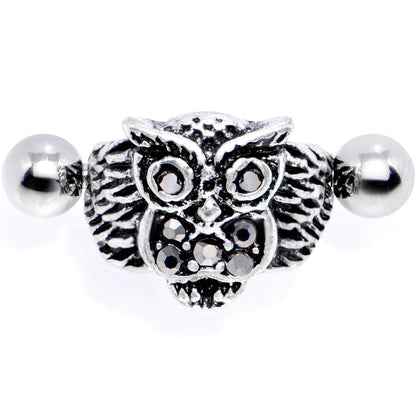 16G 1/2 Black Gem Flying Owl Helix Cuff Cartilage Earring
