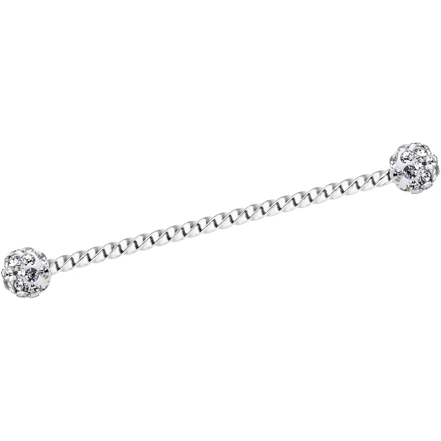 Clear Gem Cluster Seriously Twisted Industrial Barbell Earring 38mm
