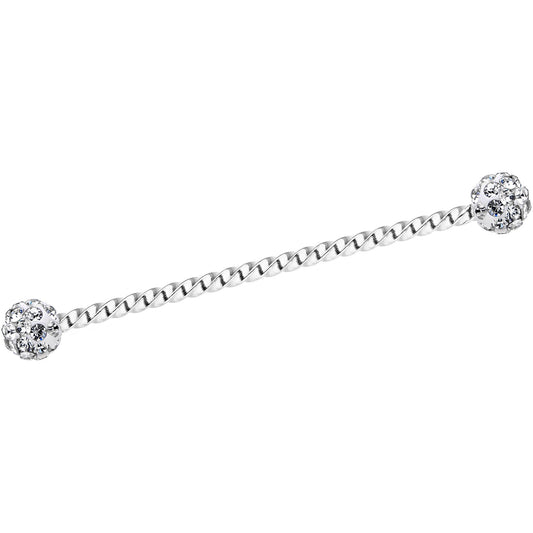 Clear Gem Cluster Seriously Twisted Industrial Barbell Earring 38mm