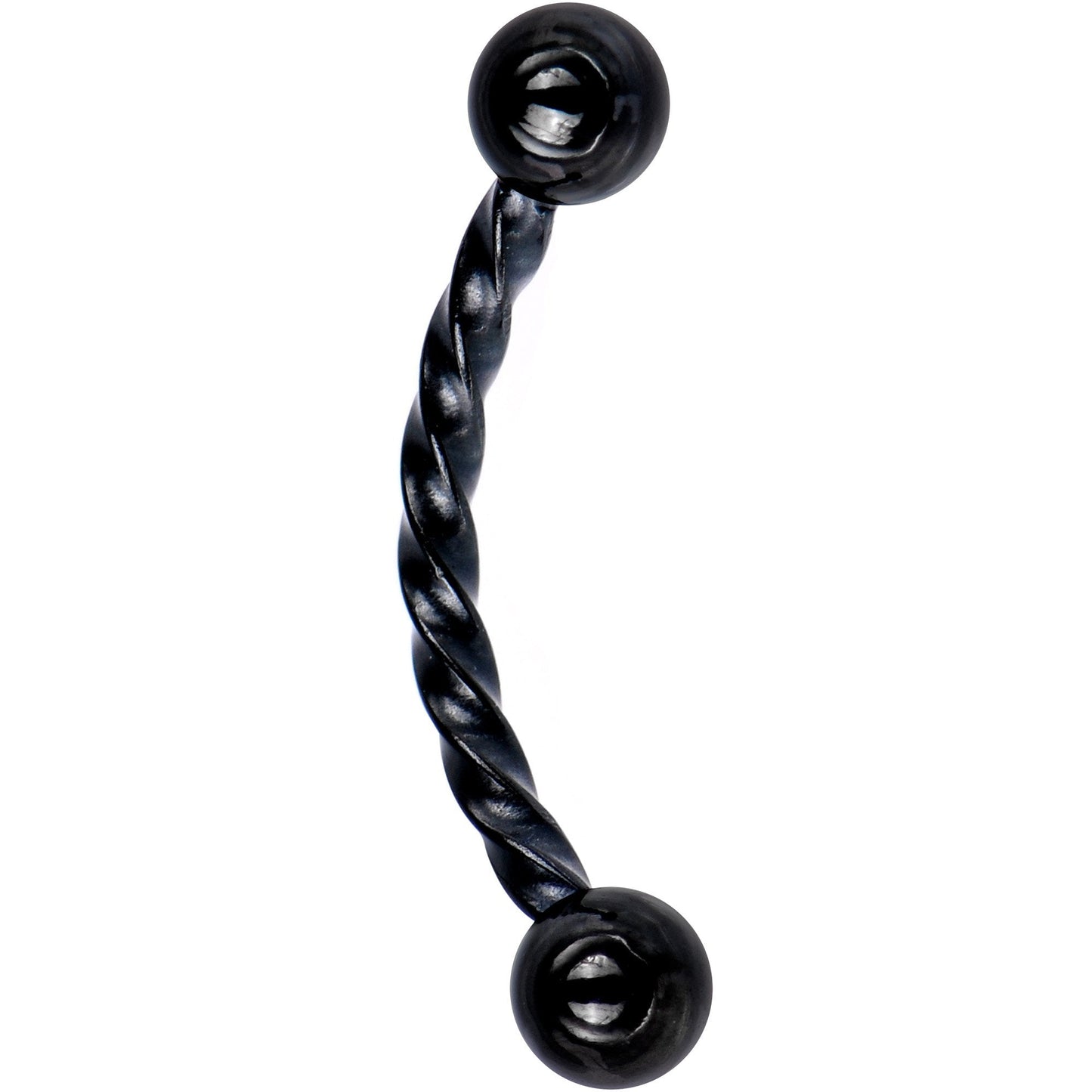 16G 3/8 Black IP Seriously Twisted Curved Eyebrow Ring