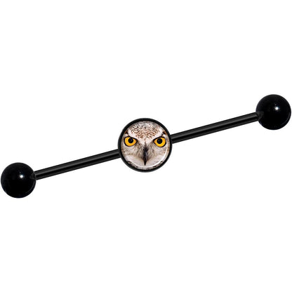 14G Full Color Owl Black Industrial Barbell 37mm