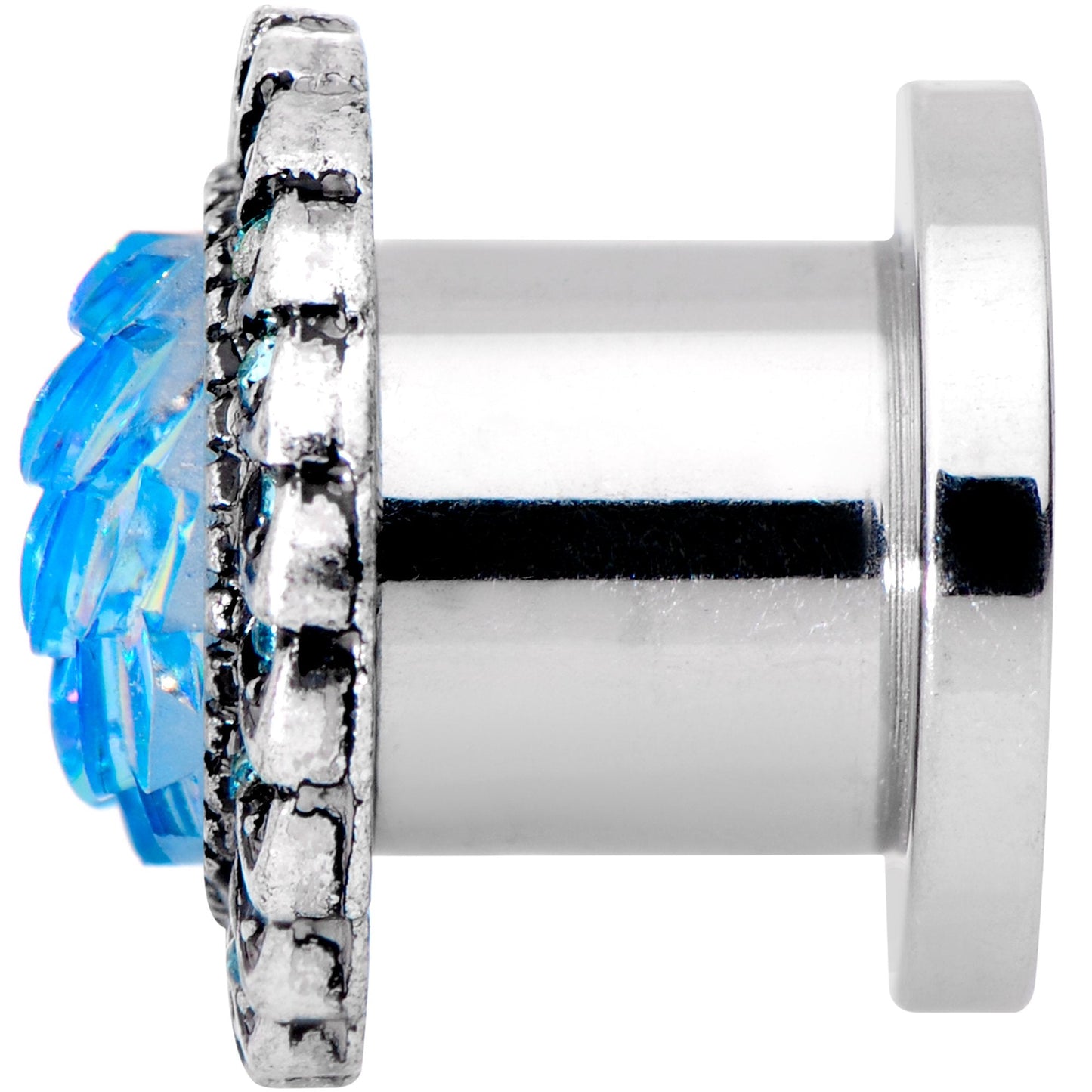 Aqua Gem Iridescent Blue Mermaid Scale Screw Fit Plug Set 6mm to 22mm