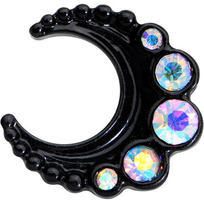 Auora Gem Encrusted Black Crescent Moon Stud Cartilage Earring