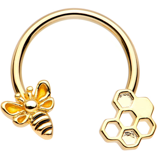 14G 9/16 Gold PVD Touch of Honey Horseshoe Circular Barbell