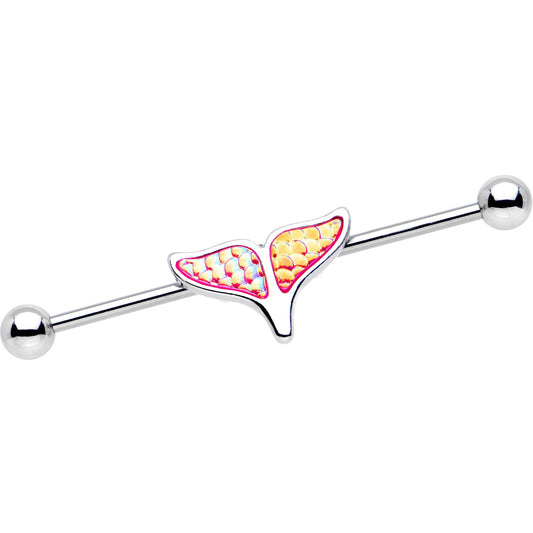 14G Pink Mermaid Scale Tail Industrial Barbell 38mm