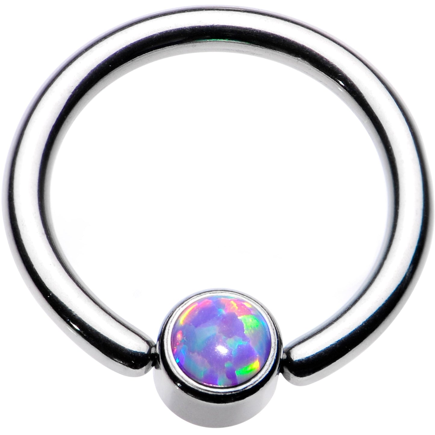 14G 3/8 Purple Faux Opal 4mm Disc BCR Captive Ring