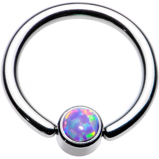 14G 3/8 Purple Faux Opal 4mm Disc BCR Captive Ring