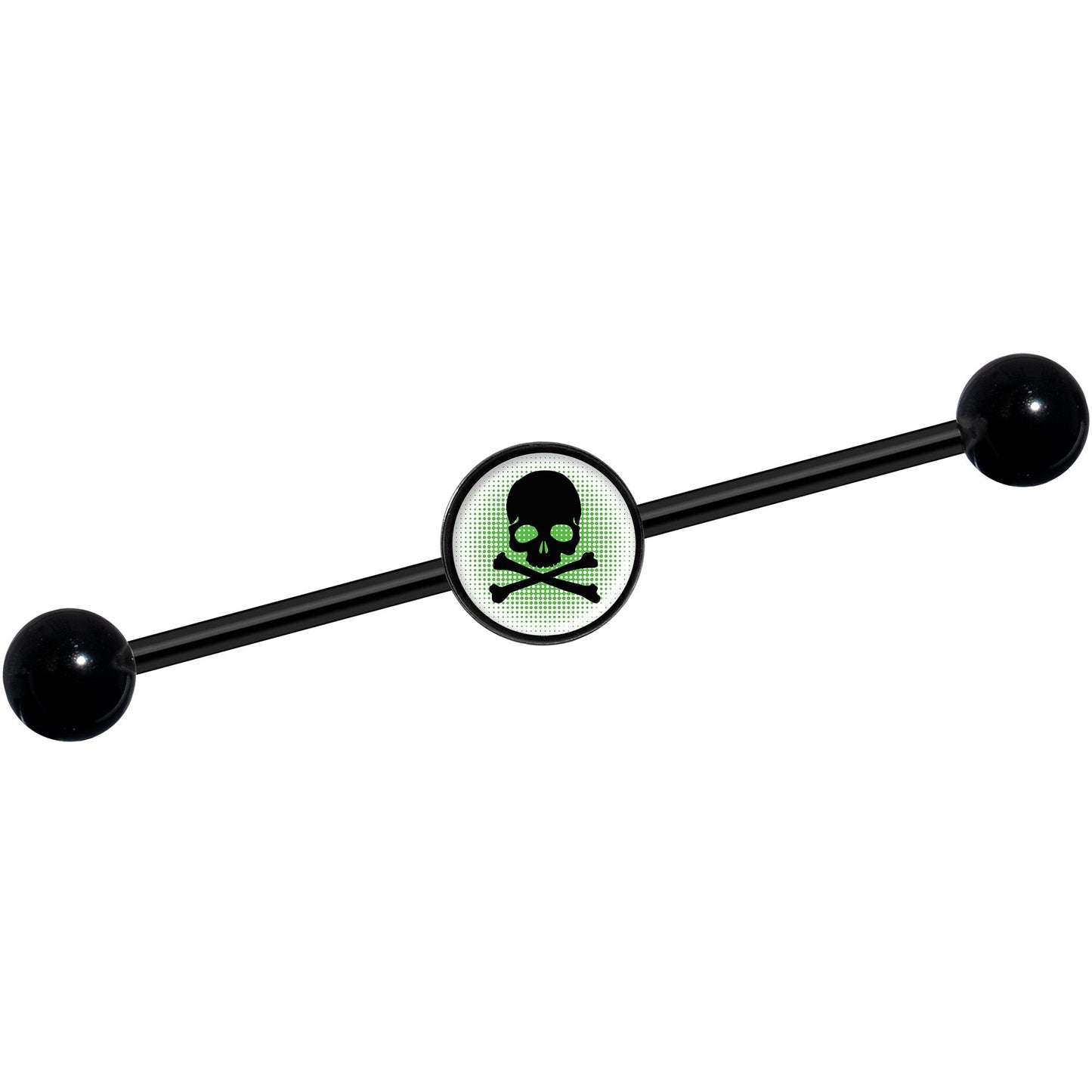 14G Green Black Skull Black Industrial Barbell 37mm