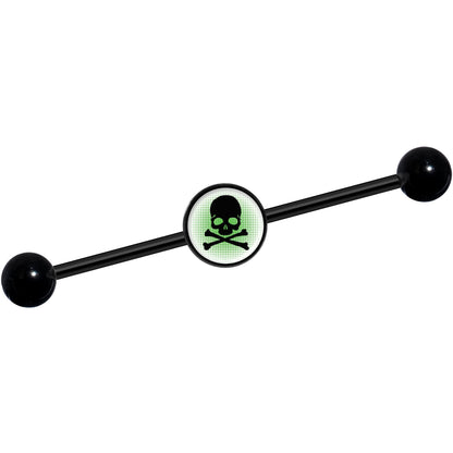 14G Green Black Skull Black Industrial Barbell 37mm