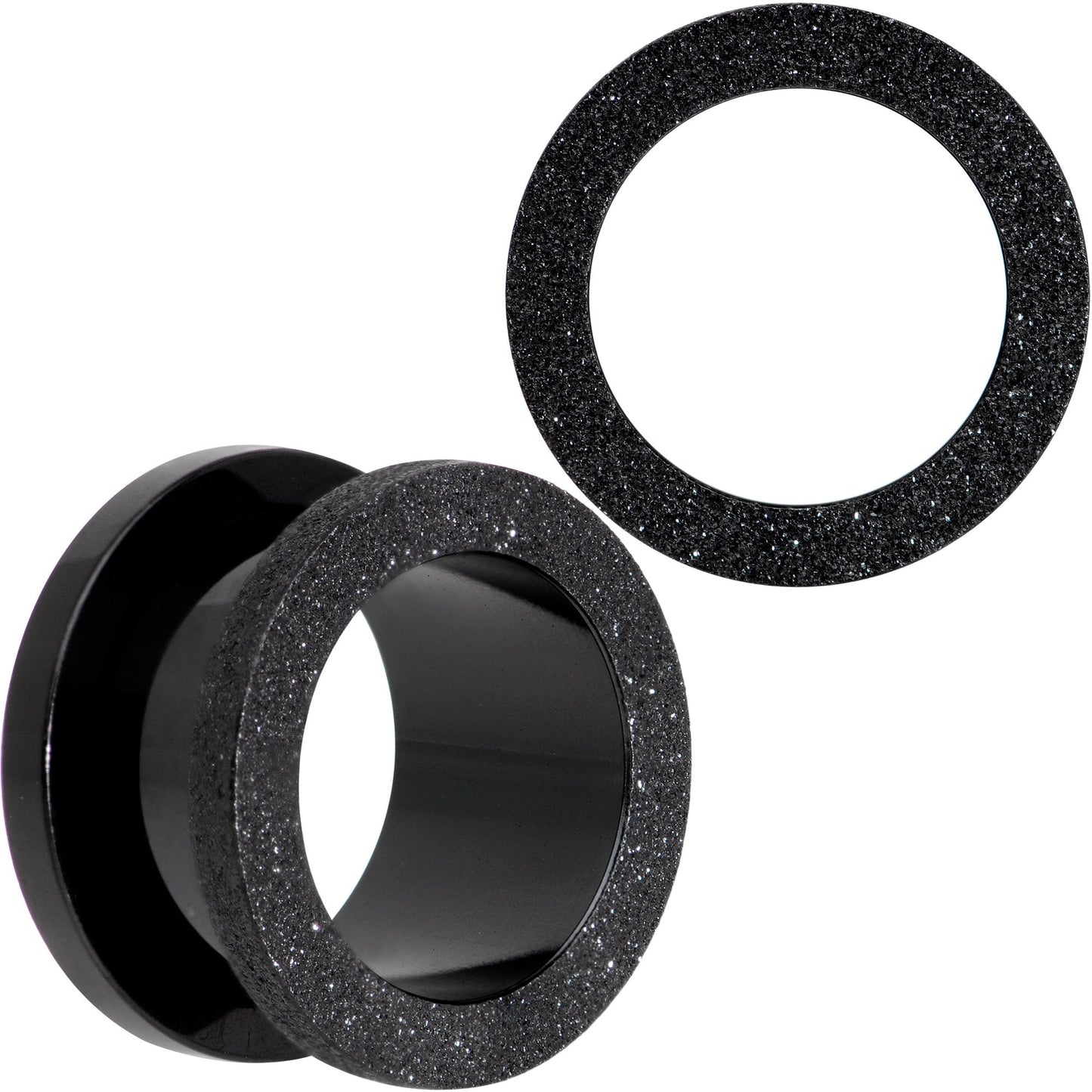 Black PVD Sandblasted Screw Fit Tunnel Plug Set 5mm to 16mm