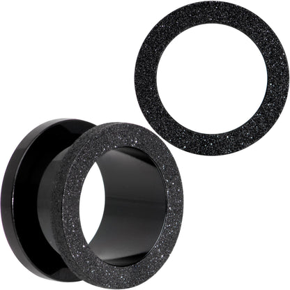 Black PVD Sandblasted Screw Fit Tunnel Plug Set 5mm to 16mm