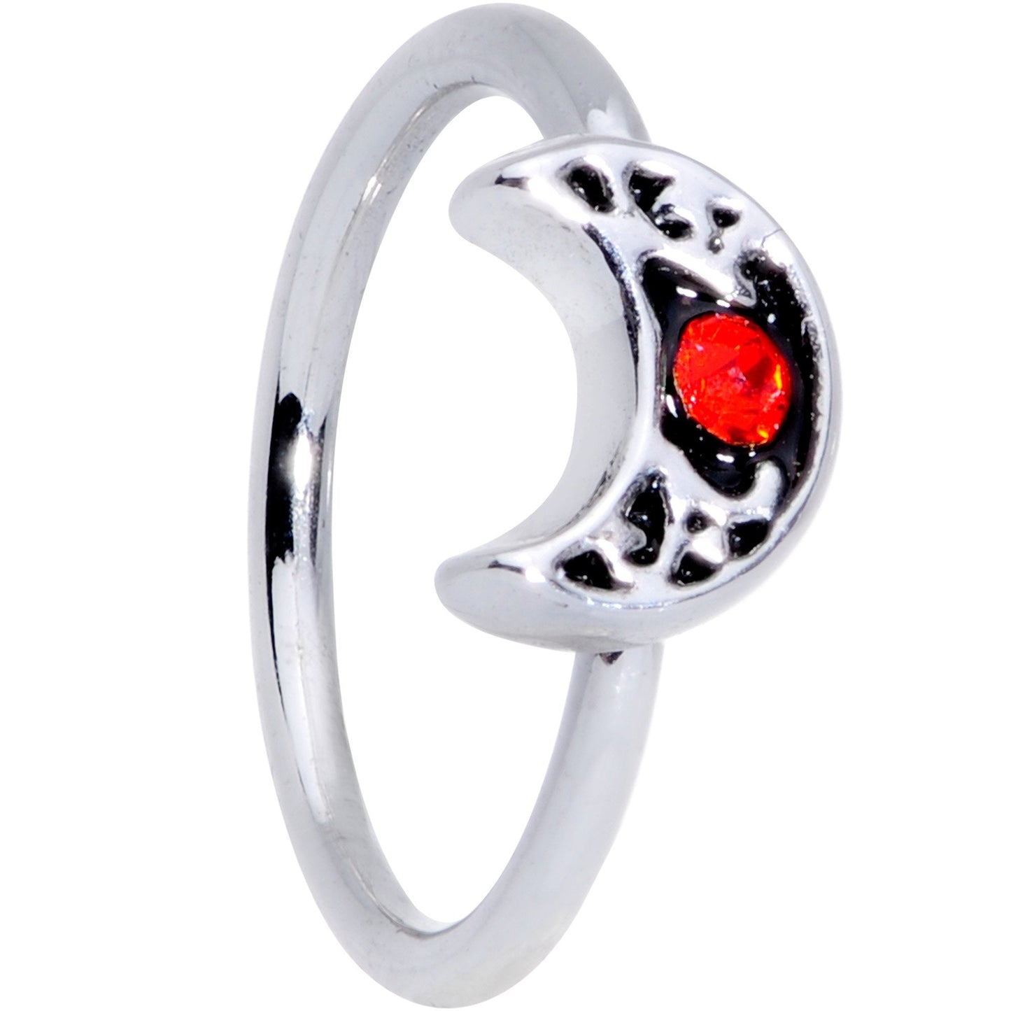 20G 5/16 Red Gem Crescent Moon Seamless Circular Ring