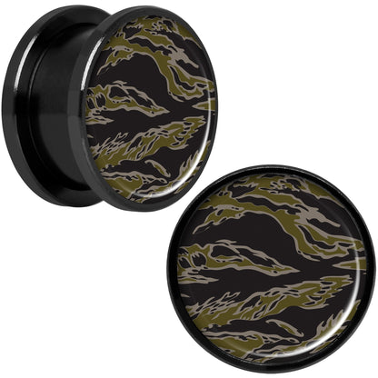 Tiger Camo Print Black Anodized Screw Fit Plug Set 5/8