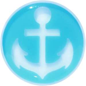 Clear Acrylic Double Flare Turquoise Blue Anchor Saddle Plug Set 6mm to 20mm