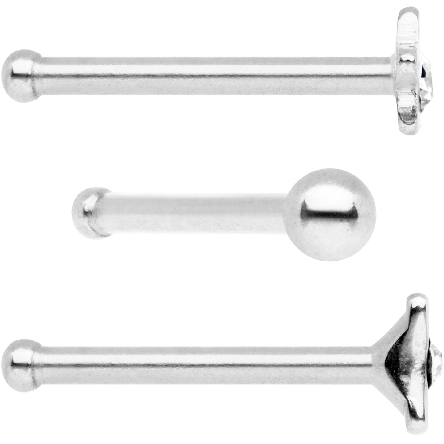 Clear CZ Gem Night Sky Nose Bone 3 Pack Set