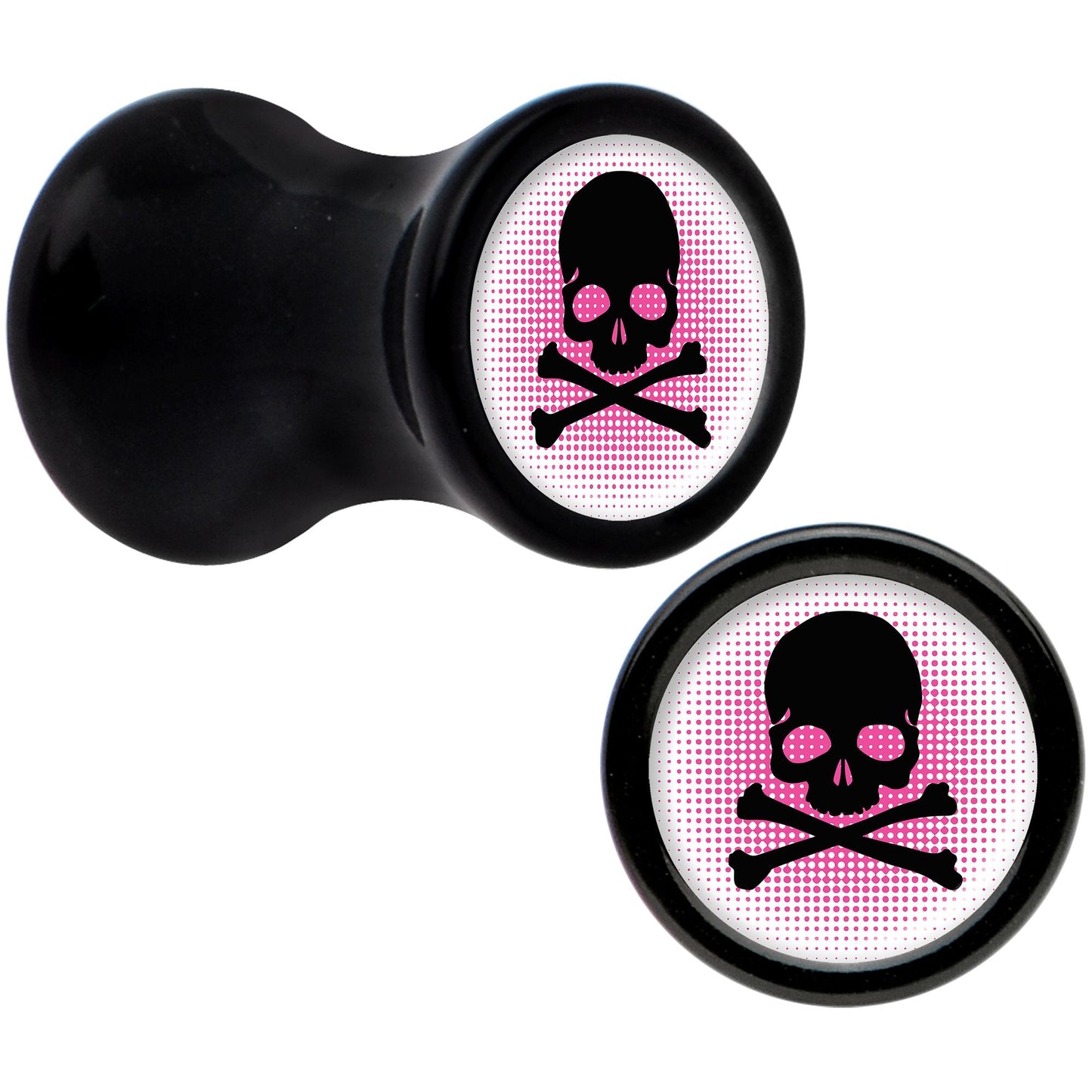 Black Acrylic Pink Black Skull Saddle Plug Set 4G