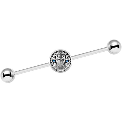 14G Black White Leopard Eyes Industrial Barbell 37mm
