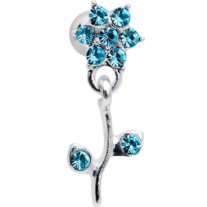 16G 1/4 Aqua Gem  Flower Dangle Cartilage Tragus Earring