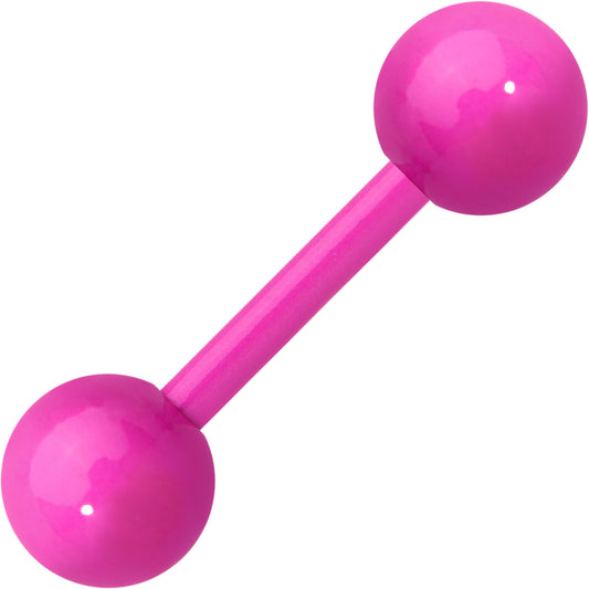 14G 9mm Pink Acrylic Over Steel 6mm Ball Straight Barbell