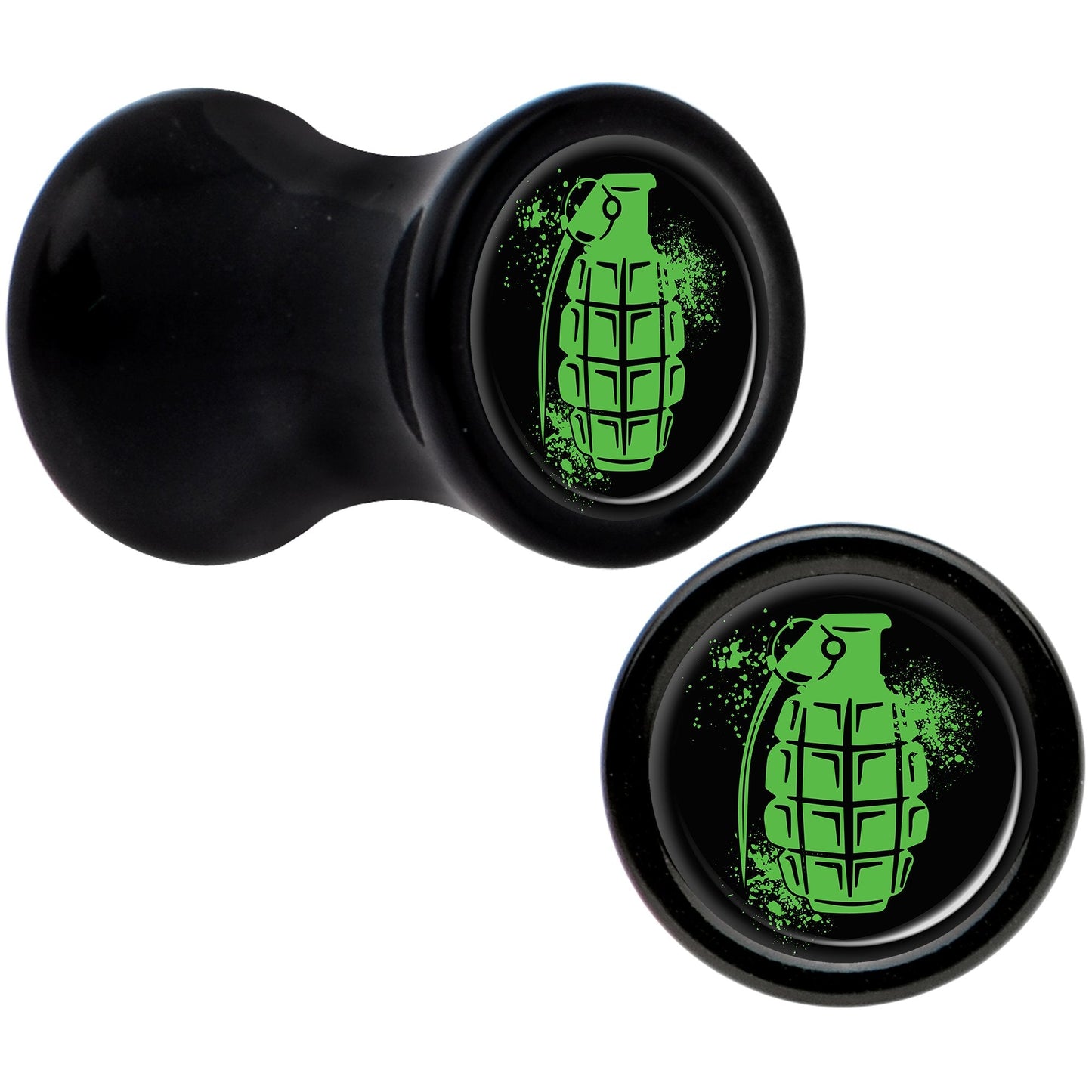 Black Acrylic Green Grenade Saddle Plug Set 4G