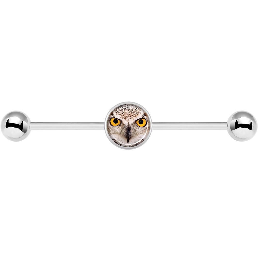14G Full Color Owl Industrial Barbell 37mm