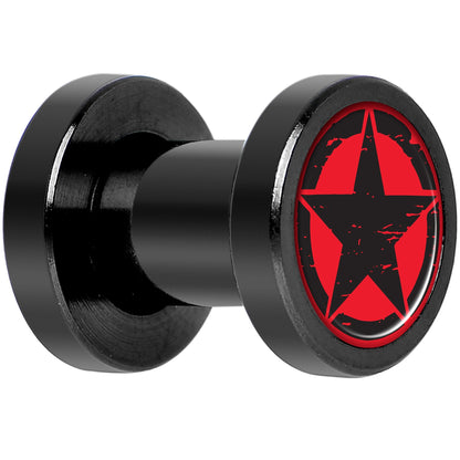 Black Red Distressed Star Black Anodized Screw Fit Plug Set 4G